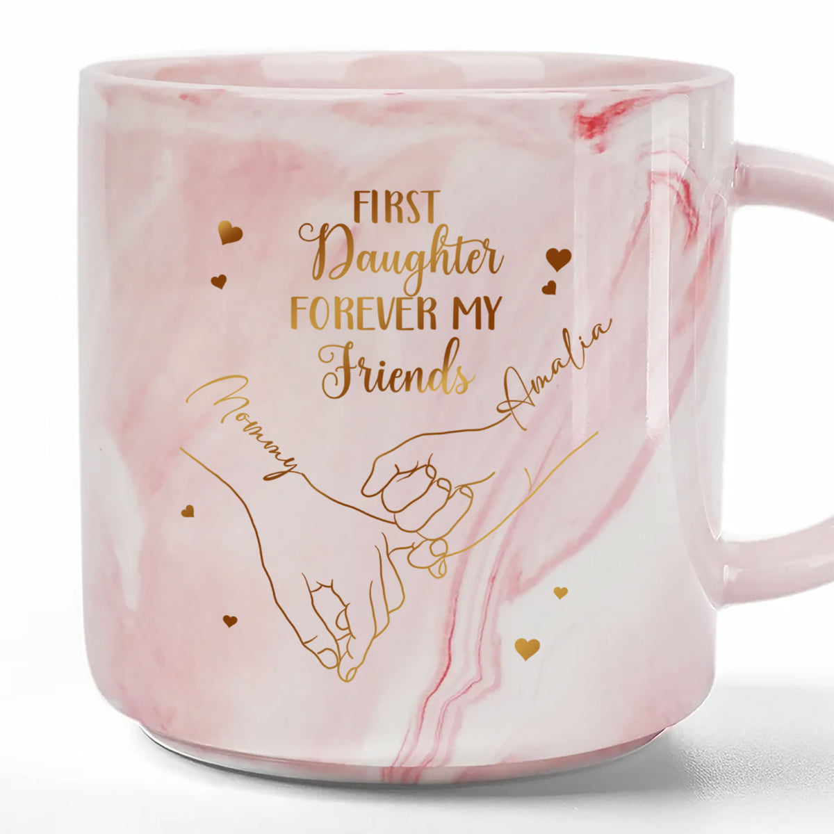 First My Daughter Forever My Friend Personalized Marble Mug - Mother and Daughters Gift, Customized Mug, Gift For Mom, Gift For Grandma