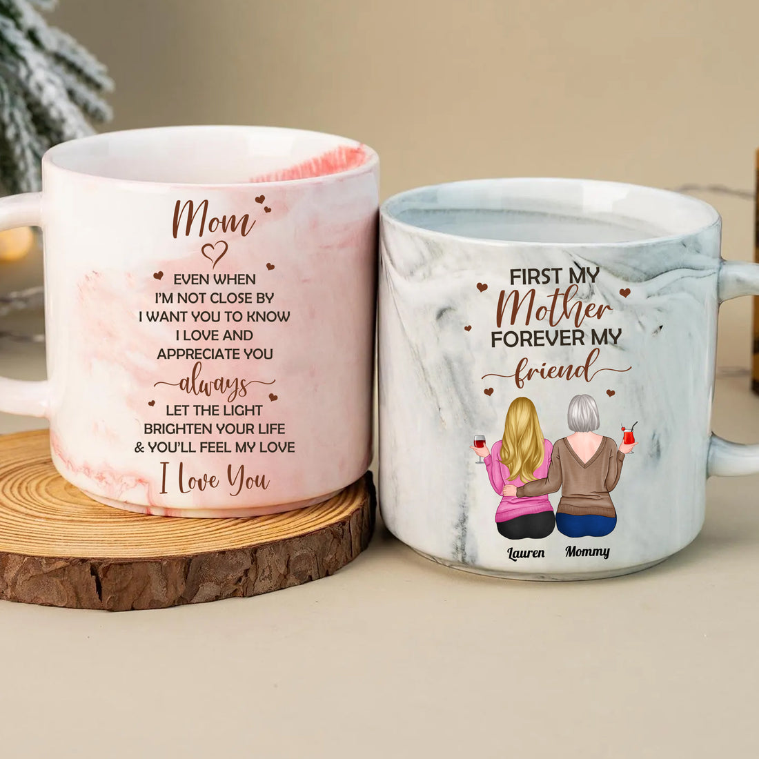 First My Mother Forever My Friend Mug Daughter and Mother 13.5oz Personalized Marble Mug, Custom Name Mug, Customized Mug, Gift For Mom, Gift For Grandma, Gift For Daughter