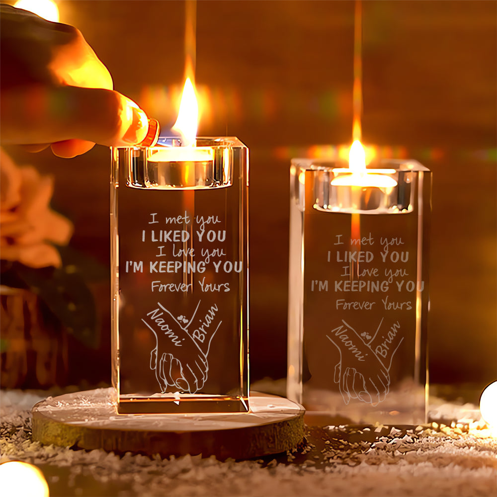 "Forever Yours" Personalized Crystal Candle Holder