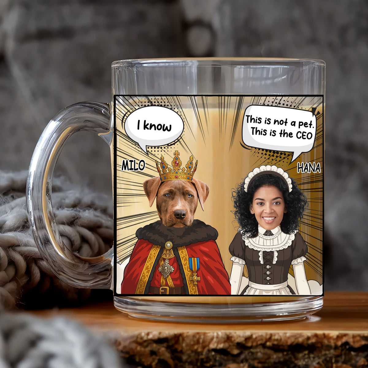 Funny Personalized Dog CEO Mug - Custom Photo Comic Style Gift
