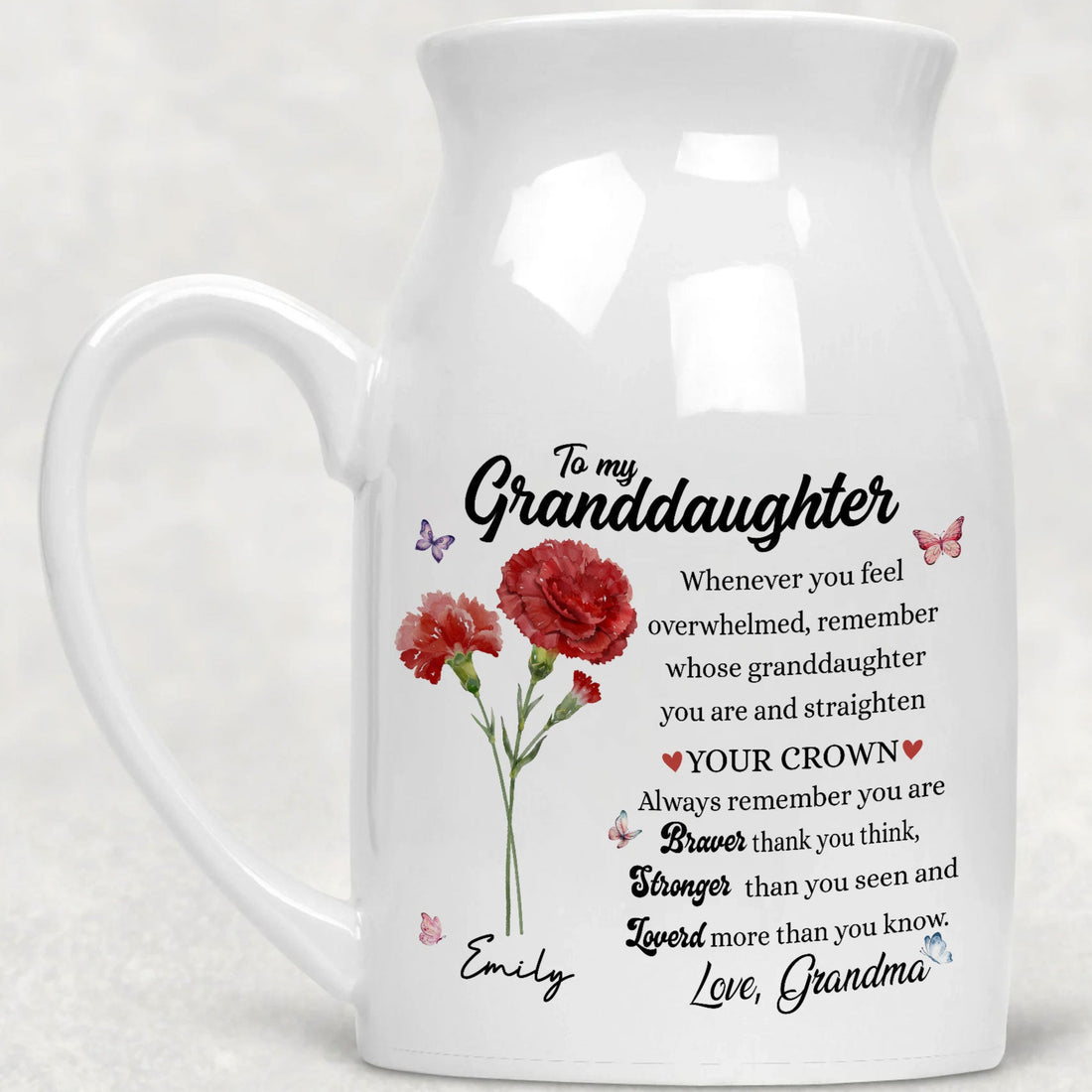 Granddaughter God Says You Are Birth Flower Personalized Ceramic Vase, Custom Daughter Gift, Custom Mother's Day Gift
