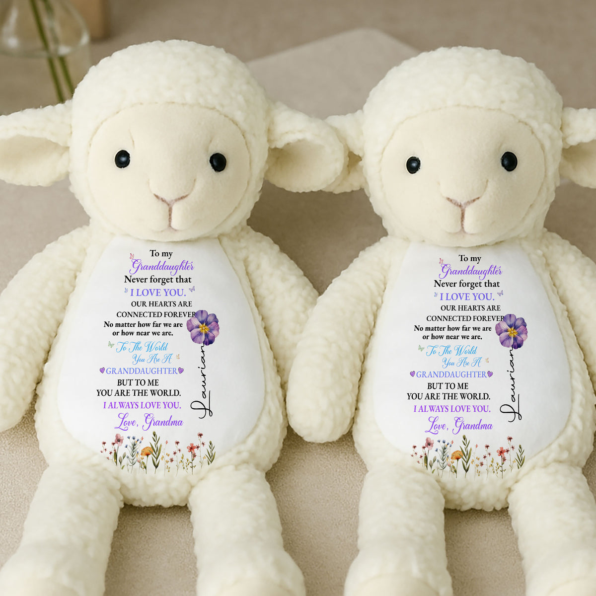 Granddaughter "Love You" Keepsake Lamb - Personalized Stuffed Animal Gift
