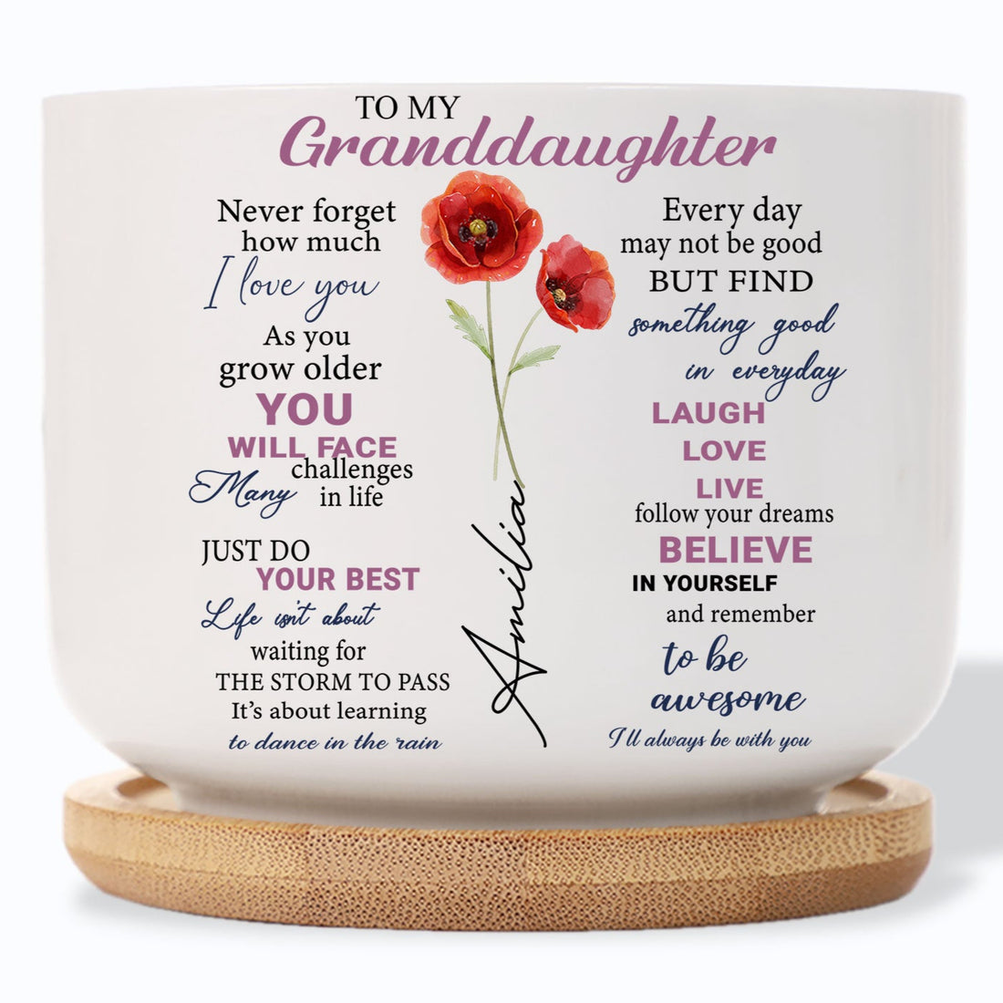 Granddaughter Never Forget How Much I Love You Birth Month Flower Plant Pot