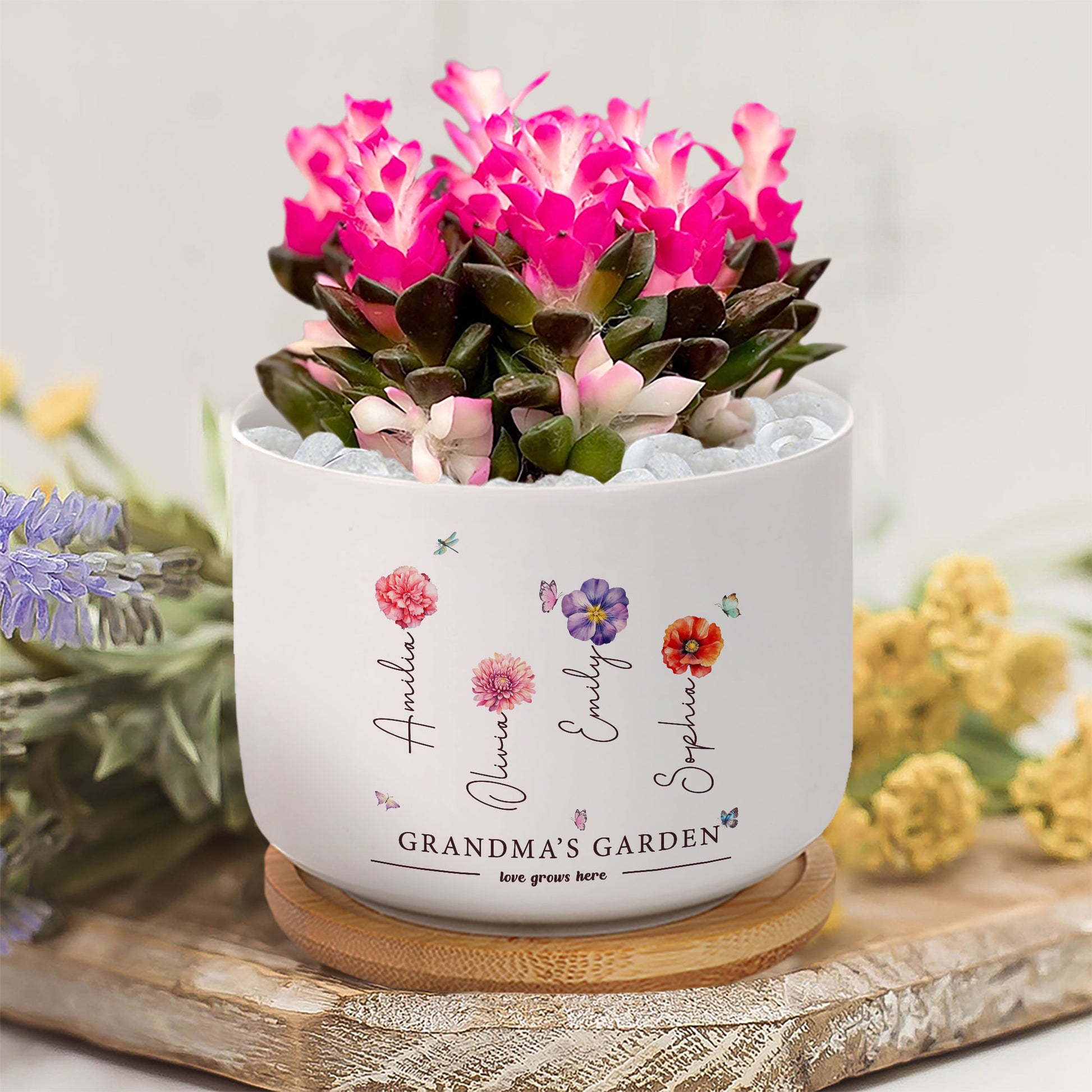 grandma plant pot Grandma's Garden Love Grows Here Birth Flower Personalized Plant Pot