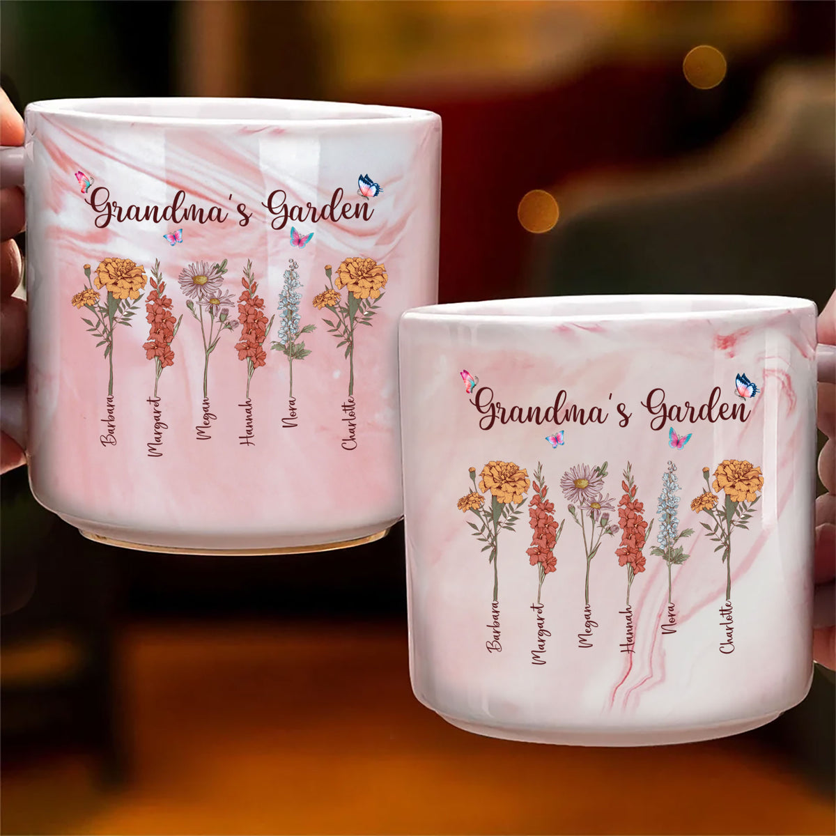 Grandma's Garden Mug Gift for Mom with Grandchild's Name and Birth Flower

