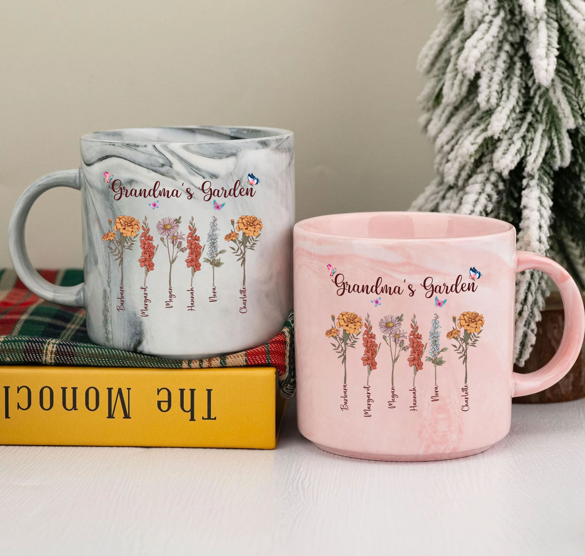 Grandma's Garden Theme Mug Personalized with Grandchild's Name and Birth Flower

