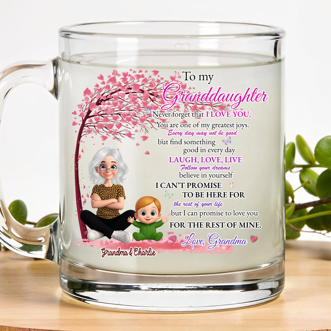 To My Granddaughter Gift Glass Mug from Grandma – Inspirational Keepsake with Love and Encouragement for Birthday, Christmas, or Just Because Moments