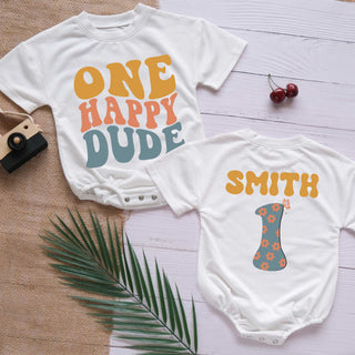 One Happy Dude Little Dude's First Outfit: Personalized Romper for Newborns - Short/Long Sleeve (0-2Y)