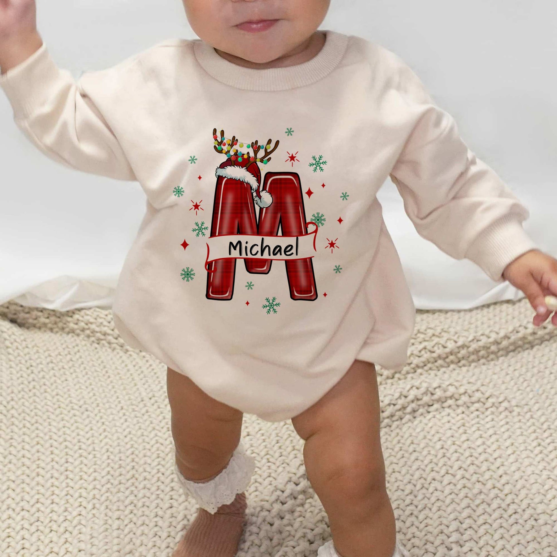 Custom Name Christmas Personalized Baby Romper - Short/Long Sleeve (0-2Y) - LuthCreative