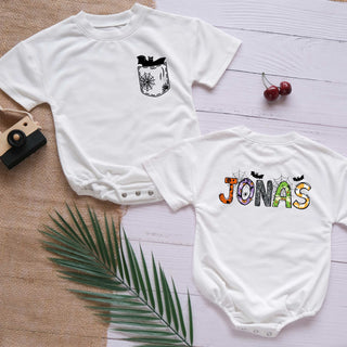 Customized Name with Halloween Spooky Style Personalized Baby Romper - Short/Long Sleeve (0-2Y)