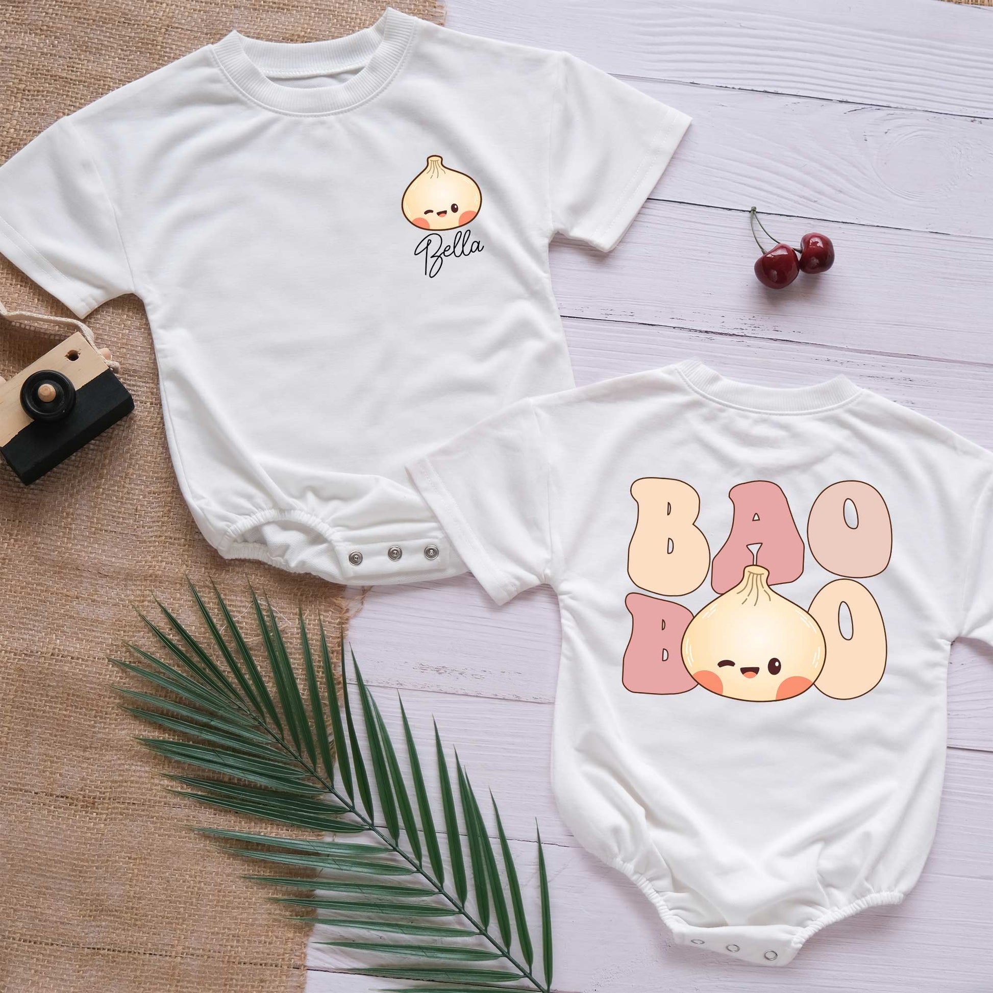 Custom Name Baby Bao Personalized Baby Romper - Short/Long Sleeve (0-2Y) - LuthCreative