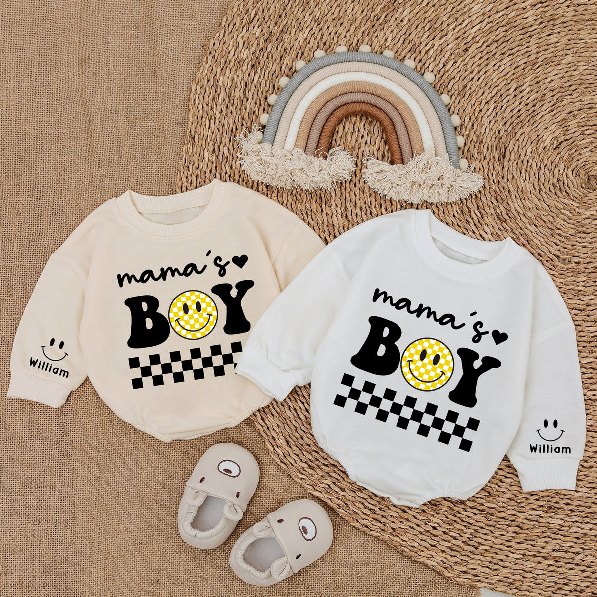 2 Sides Bodysuit Romper Long Sleeve Mama's Boy Personalized Custom Babysuit - Gift For Baby And Mom - LuthCreative