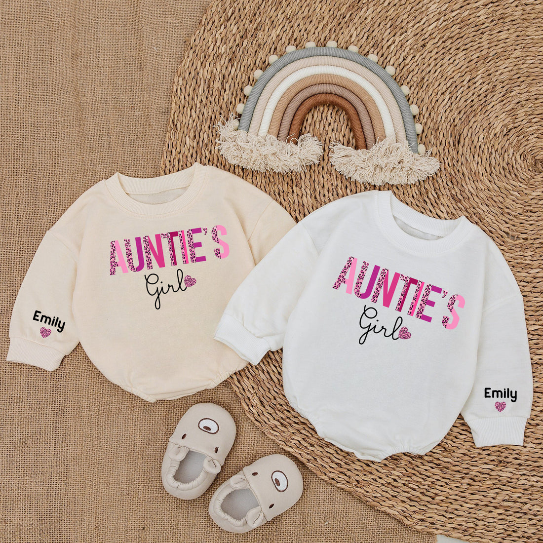 Baby Bodysuit Romper Long Sleeve Customize Name Auntie's Girl Personalized Custom Babysuit - Gift For Niece And Auntie - LuthCreative