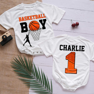 Basketball Boy Custom Name Personalized Baby Romper - Short/Long Sleeve (0-2Y)