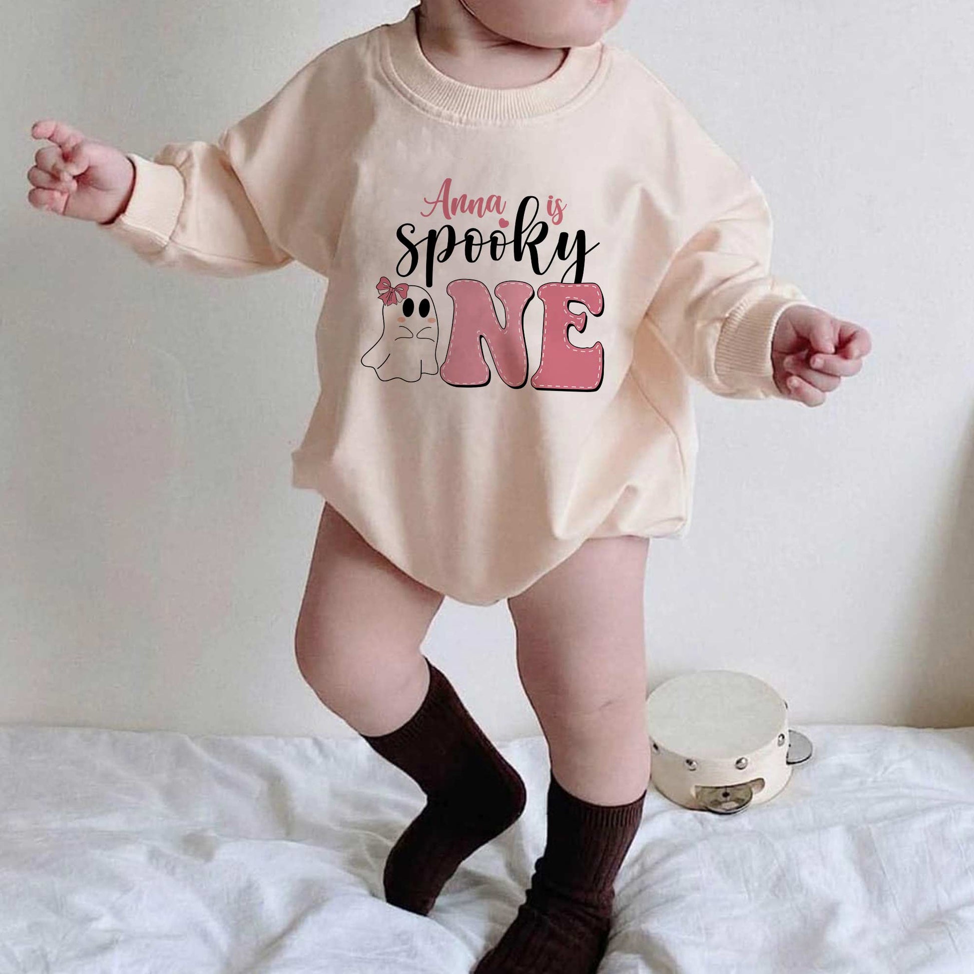 Spooky "Little Boo" Personalized Baby Romper - Short/Long Sleeve (0-2Y) - LuthCreative