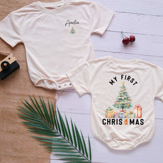 My First Christmas Custom Name Personalized Baby Romper - Short/Long Sleeve (0-2Y)