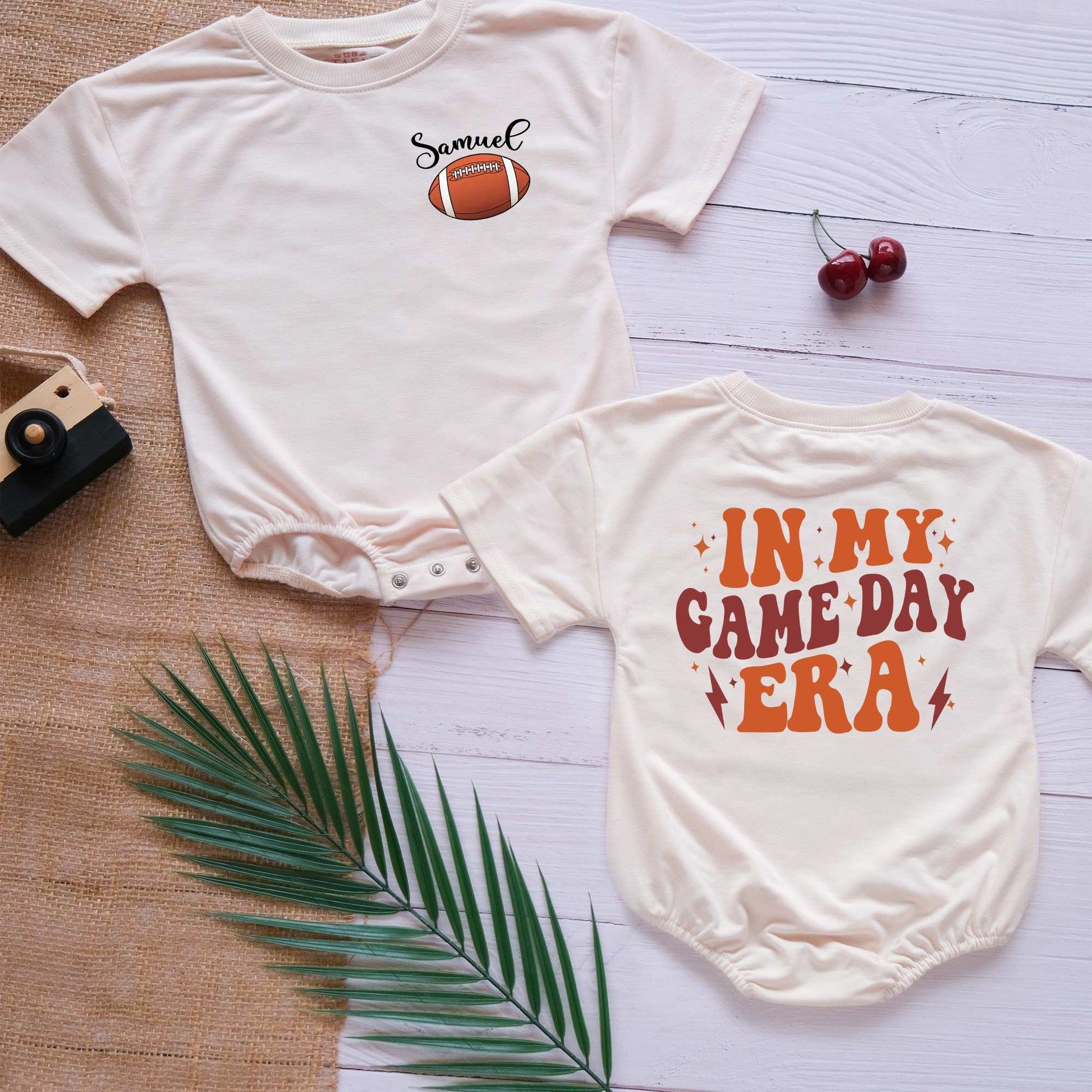 Football In My Game Day Era Custom Name Personalized Baby Romper - Short/Long Sleeve (0-2Y) - LuthCreative