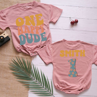 One Happy Dude Little Dude's First Outfit: Personalized Romper for Newborns - Short/Long Sleeve (0-2Y)