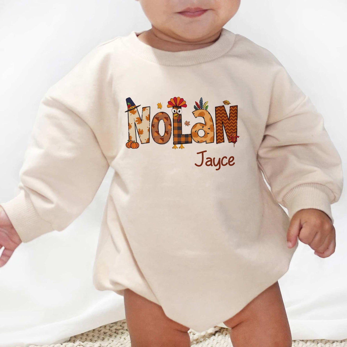 Customized Name Thanksgiving Personalized Baby Romper - Short/Long Sleeve (0-2Y) - LuthCreative