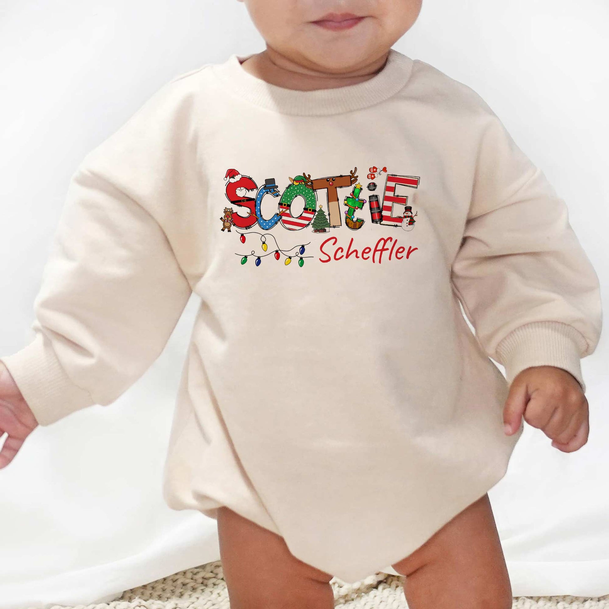 Christmas Candy Custom Name Personalized Baby Romper - Short/Long Sleeve (0-2Y) - LuthCreative