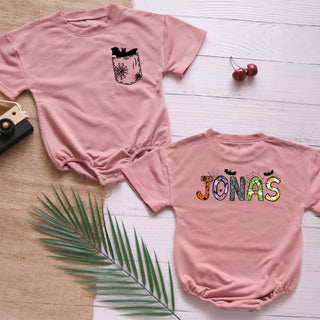 Customized Name with Halloween Spooky Style Personalized Baby Romper - Short/Long Sleeve (0-2Y)