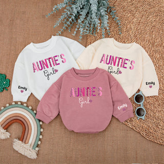 Baby Bodysuit Romper Long Sleeve Customize Name Auntie's Girl Personalized Custom Babysuit - Gift For Niece And Auntie