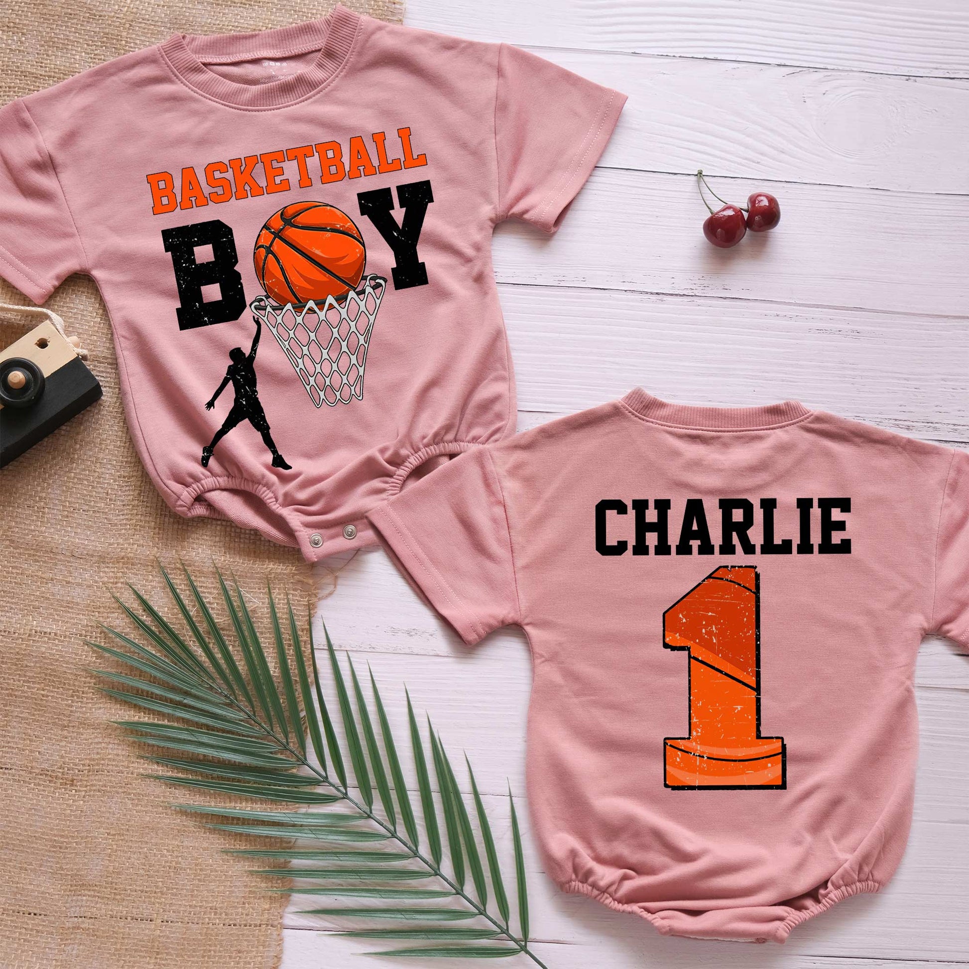 Basketball Boy Custom Name Personalized Baby Romper - Short/Long Sleeve (0-2Y) - LuthCreative