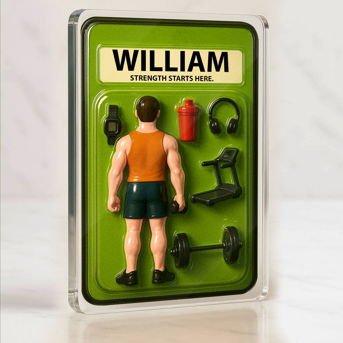 Gym Lover Father's Day 3D Plaque - Personalized "Strength Starts Here" Fitness Gift Desk Decor