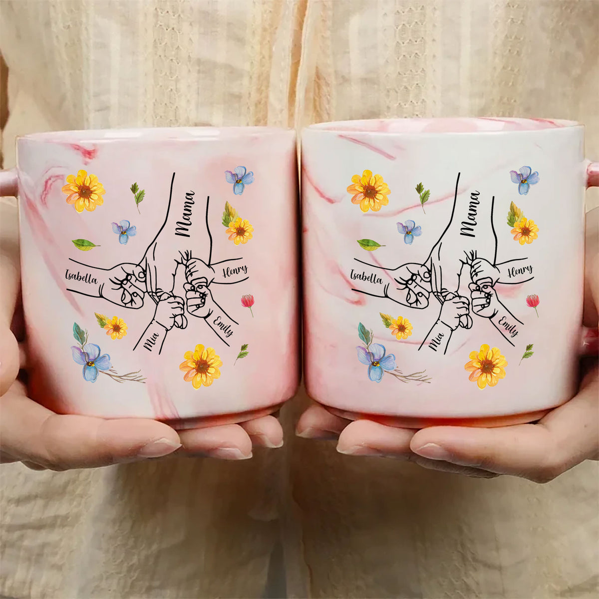 Hand In Hand, I Will Always Protect You 13.5oz Marble Mug