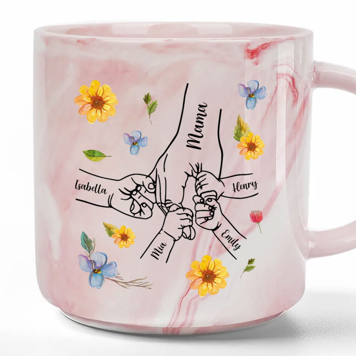Hand In Hand, I Will Always Protect You 13.5oz Personalized Marble Mug