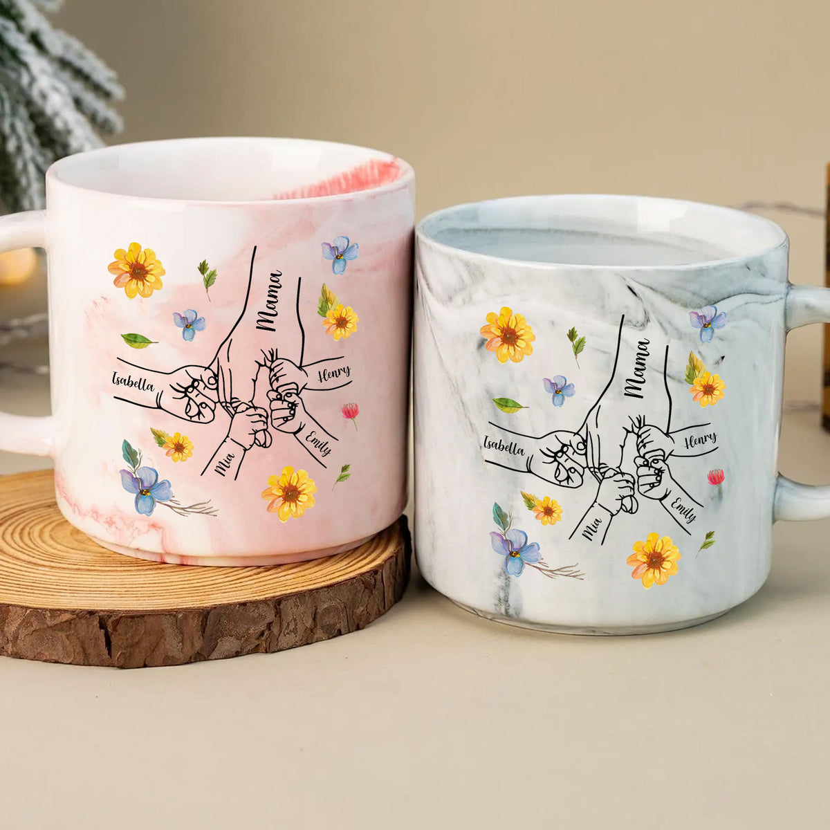 Hand In Hand I Will Always Protect You marble Mug