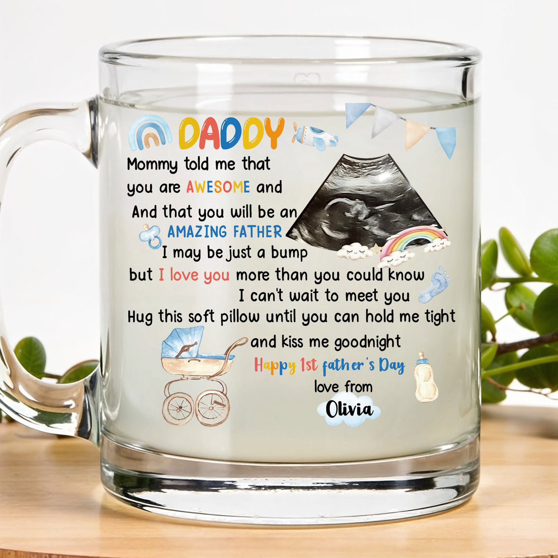 Dear Daddy Ultrasound Mug – First Father’s Day Gift from Bump – Personalized Keepsake for New Dads to Celebrate Dad Life Moments