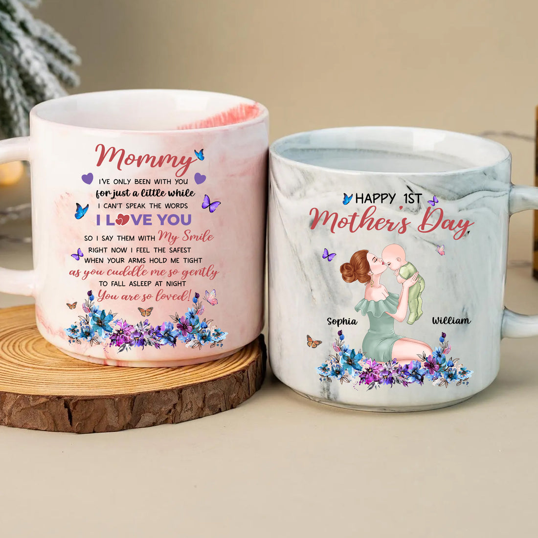 Happy First Mothers Day 13.5oz Personalized Marble Mug, Custom Name Mug, Customized Mug, Gift For Mom, Gift For Grandma, Gift For Daughter