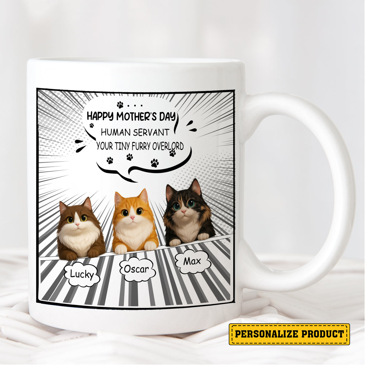 Happy Mother's Day Human Servant - Personalized Comic Book Style Mug