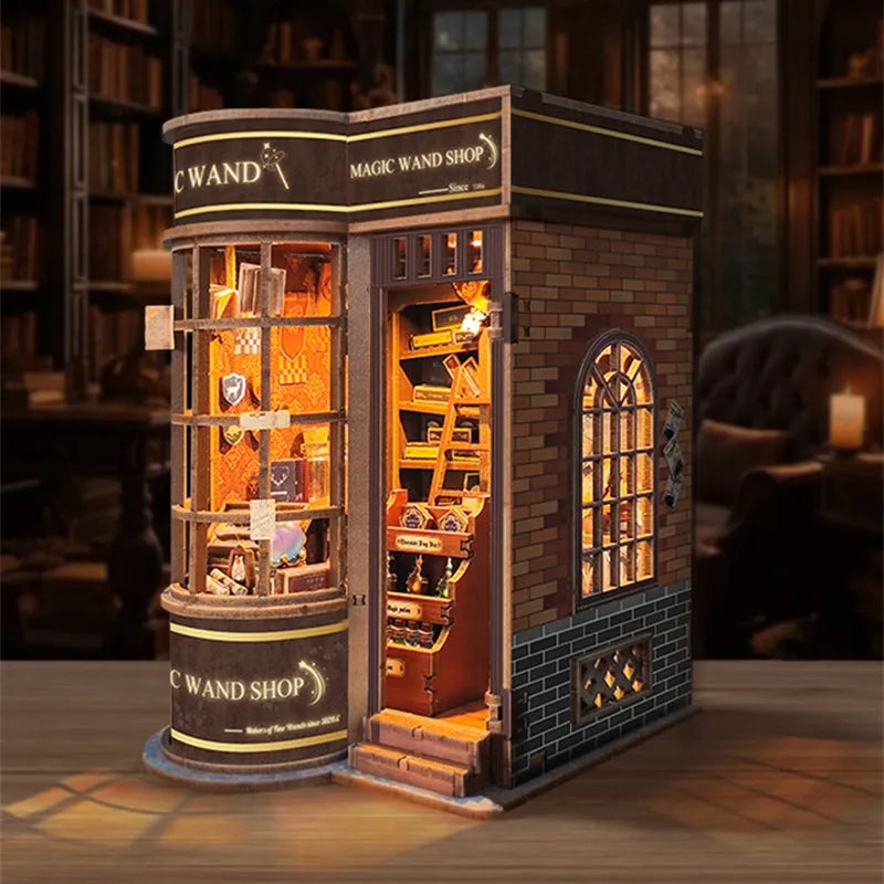 Miniature DIY Magic Wand Wizard Shop Book Nook With LED Lights