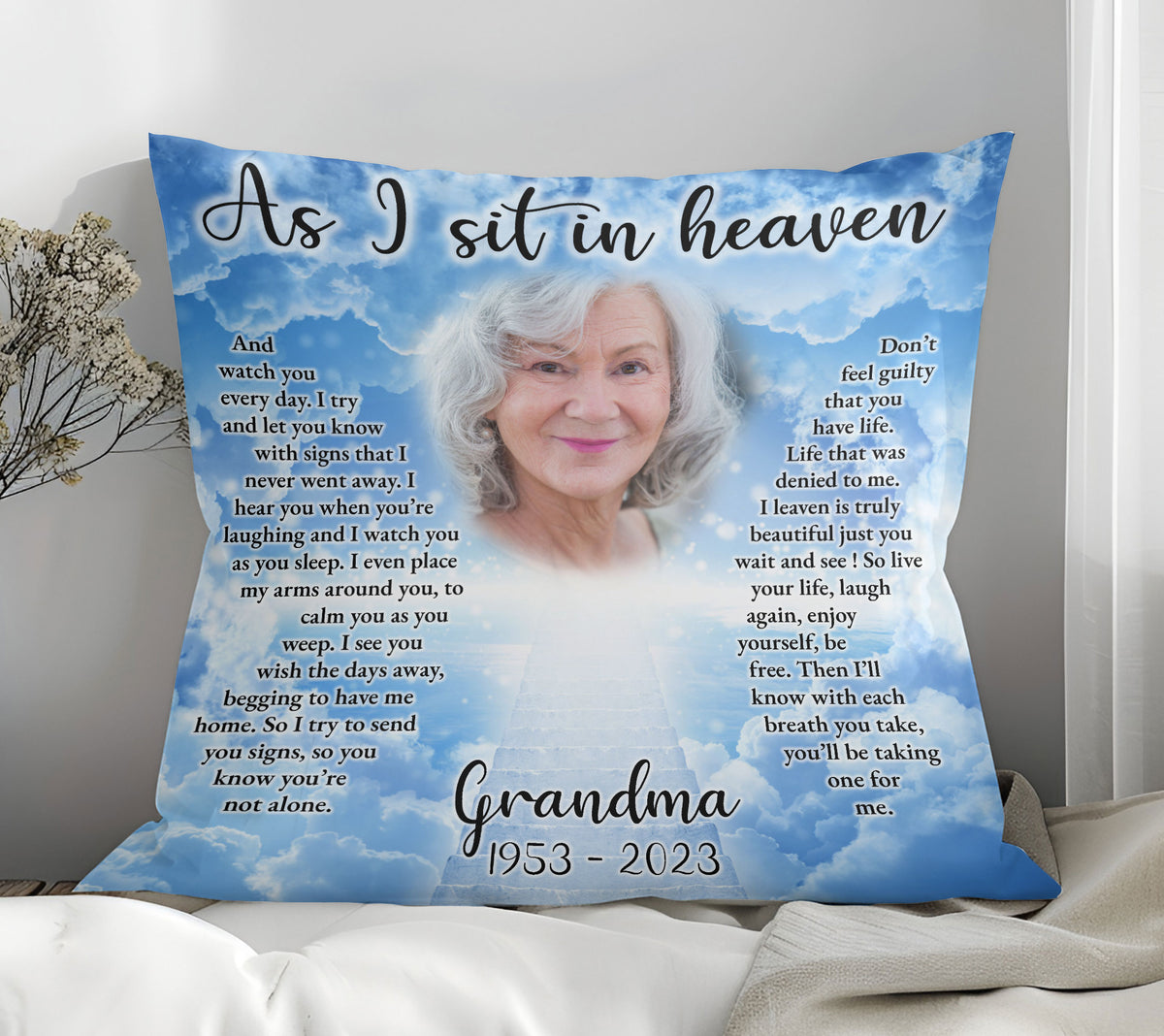Heaven's Embrace Personalized Memorial Pillow | Custom Sympathy Gift