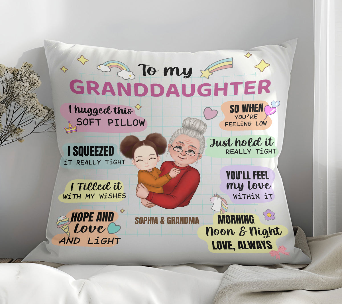 Hugged This Soft Pillow - Gift For Granddaughter, Grandson, Kids
