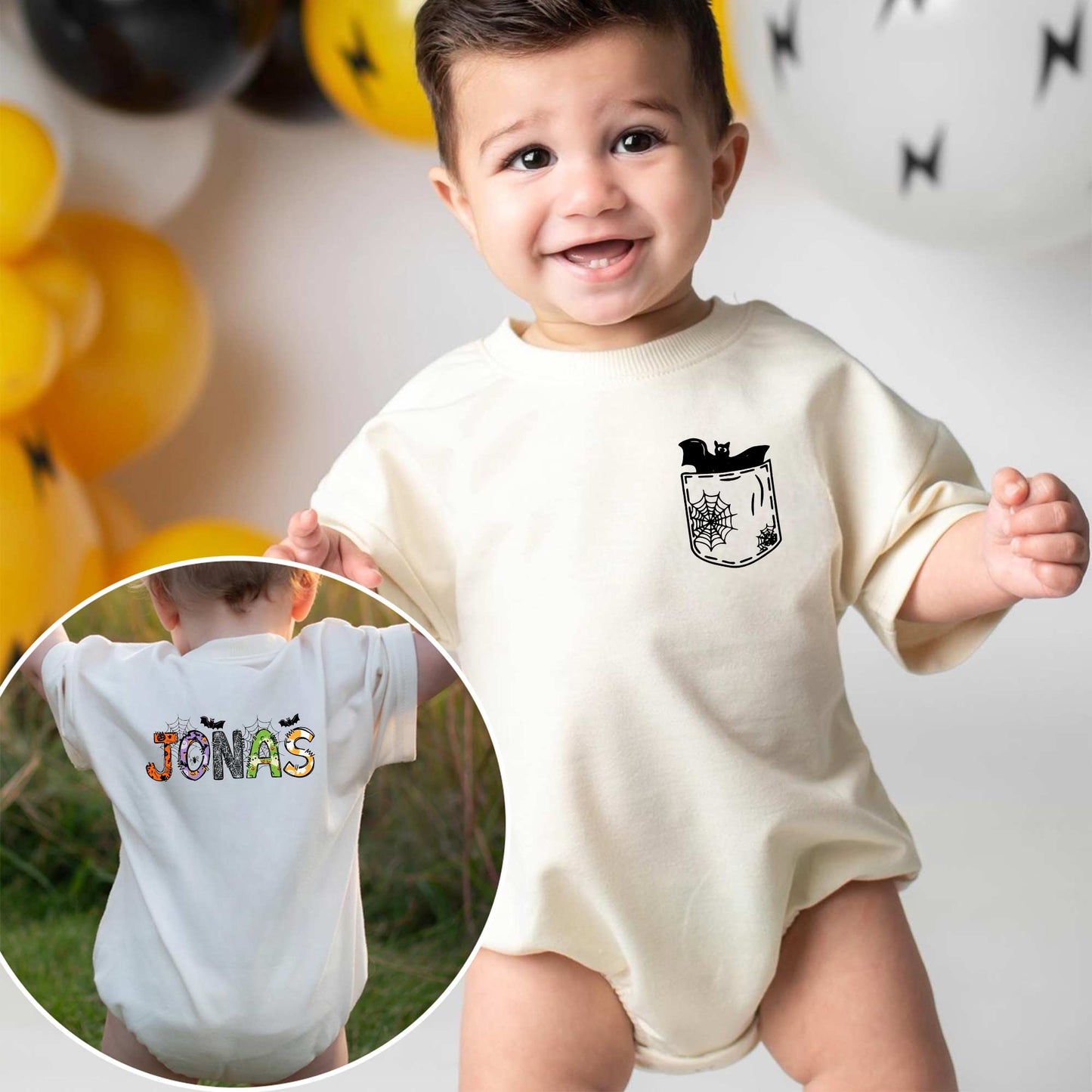 Customized Name with Halloween Spooky Style Personalized Baby Romper - Short/Long Sleeve (0-2Y) - LuthCreative