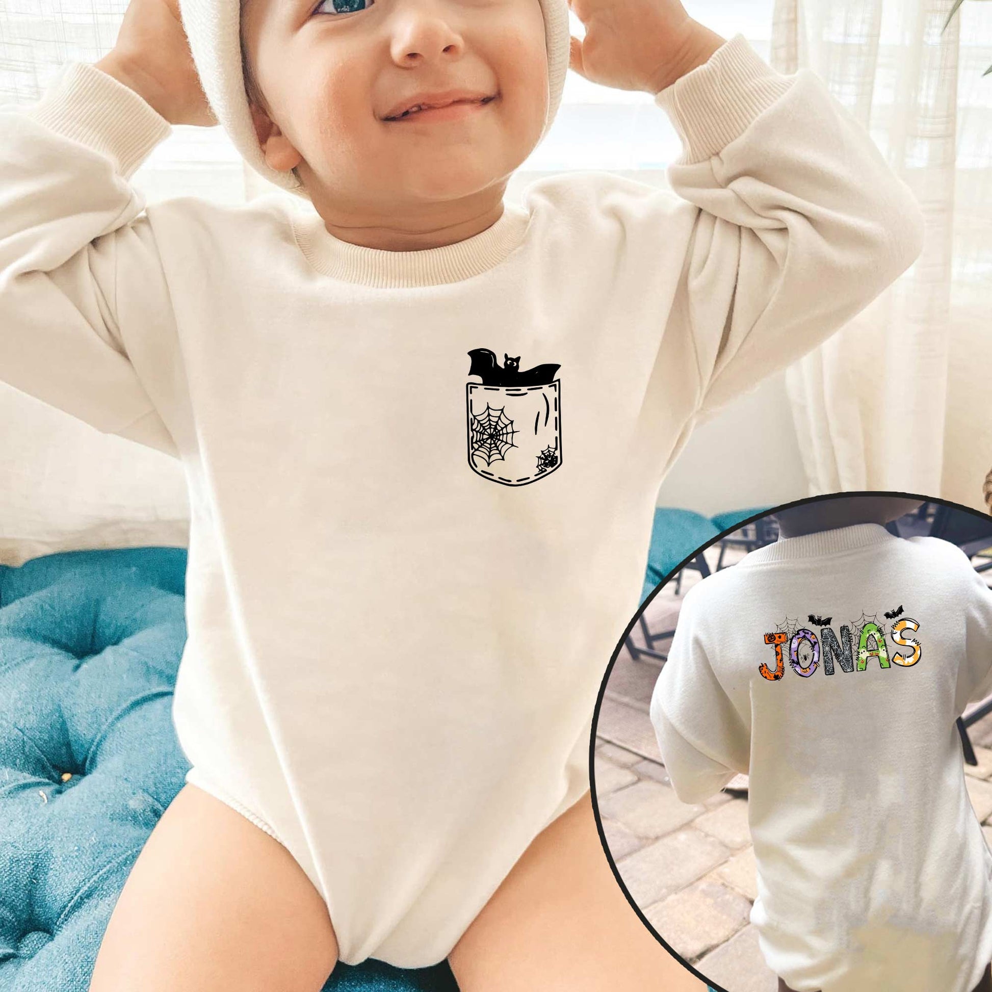 Customized Name with Halloween Spooky Style Personalized Baby Romper - Short/Long Sleeve (0-2Y) - LuthCreative