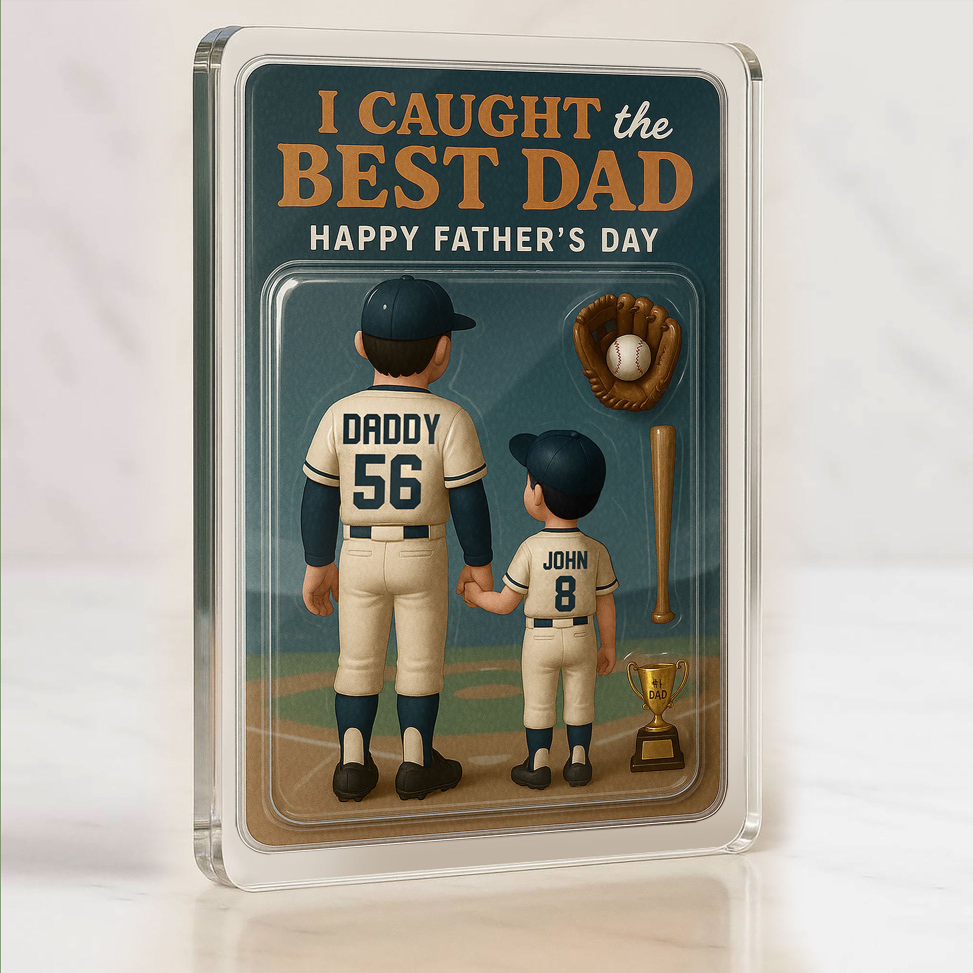 I Caught The Best Dad Figure Custom Acrylic Block Plaque