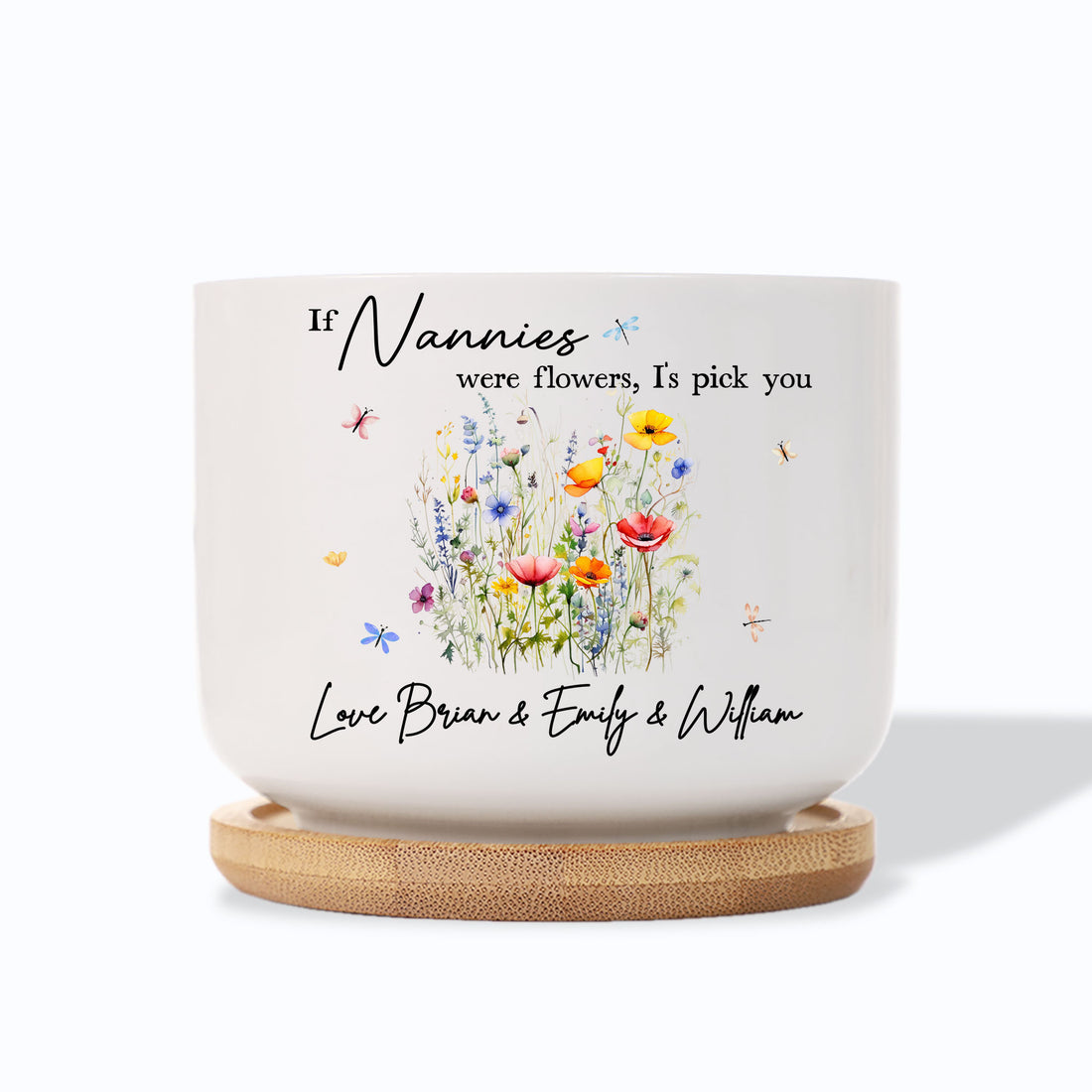 If Nannies Were Flowers, I'd Pick You – Birth Month Flower Custom Name Ceramic Plant Pot