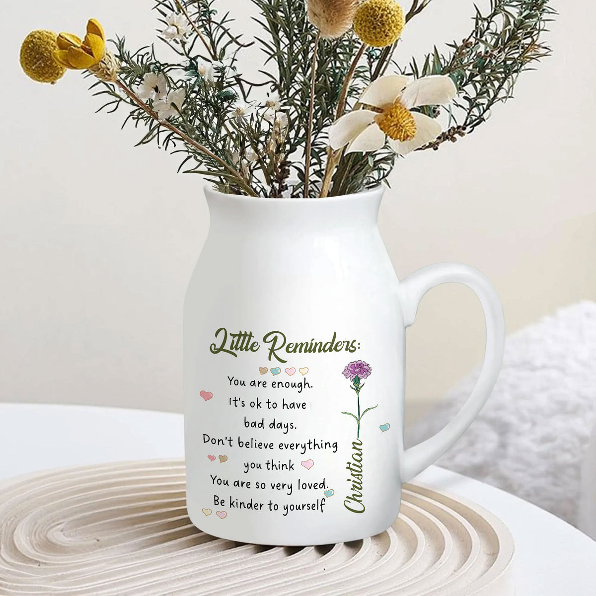 Inspirational Motivational Gifts Little Reminders Personalized Ceramic Vase, Custom Grandma Gift