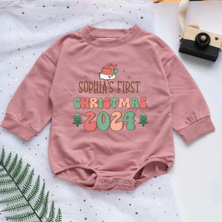 Custom Baby First Christmas 2024 Personalized Baby Romper - Short/Long Sleeve (0-2Y)