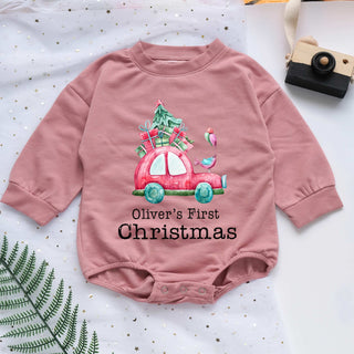 Custom Name First Christmas Personalized Baby Romper - Short/Long Sleeve (0-2Y)