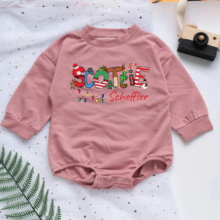 Christmas Candy Custom Name Personalized Baby Romper - Short/Long Sleeve (0-2Y)