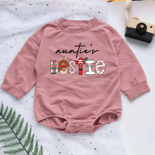 Baby Romper Long Sleeve Customize Auntie's Bestie Personalized Custom Babysuit - Gift For Baby