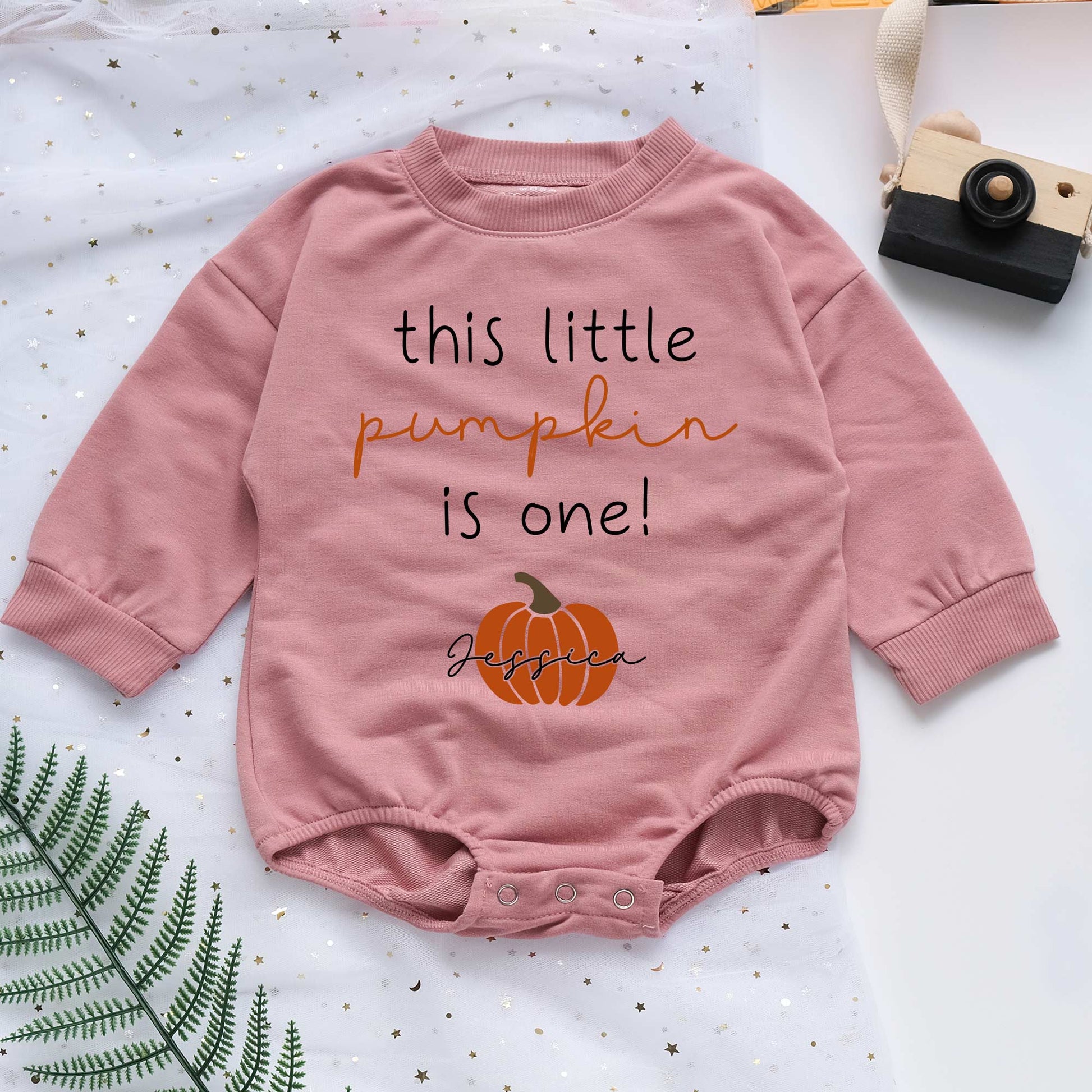 Thanksgiving This Little Pumpkin Is One Personalized Baby Romper - Short/Long Sleeve (0-2Y) - LuthCreative