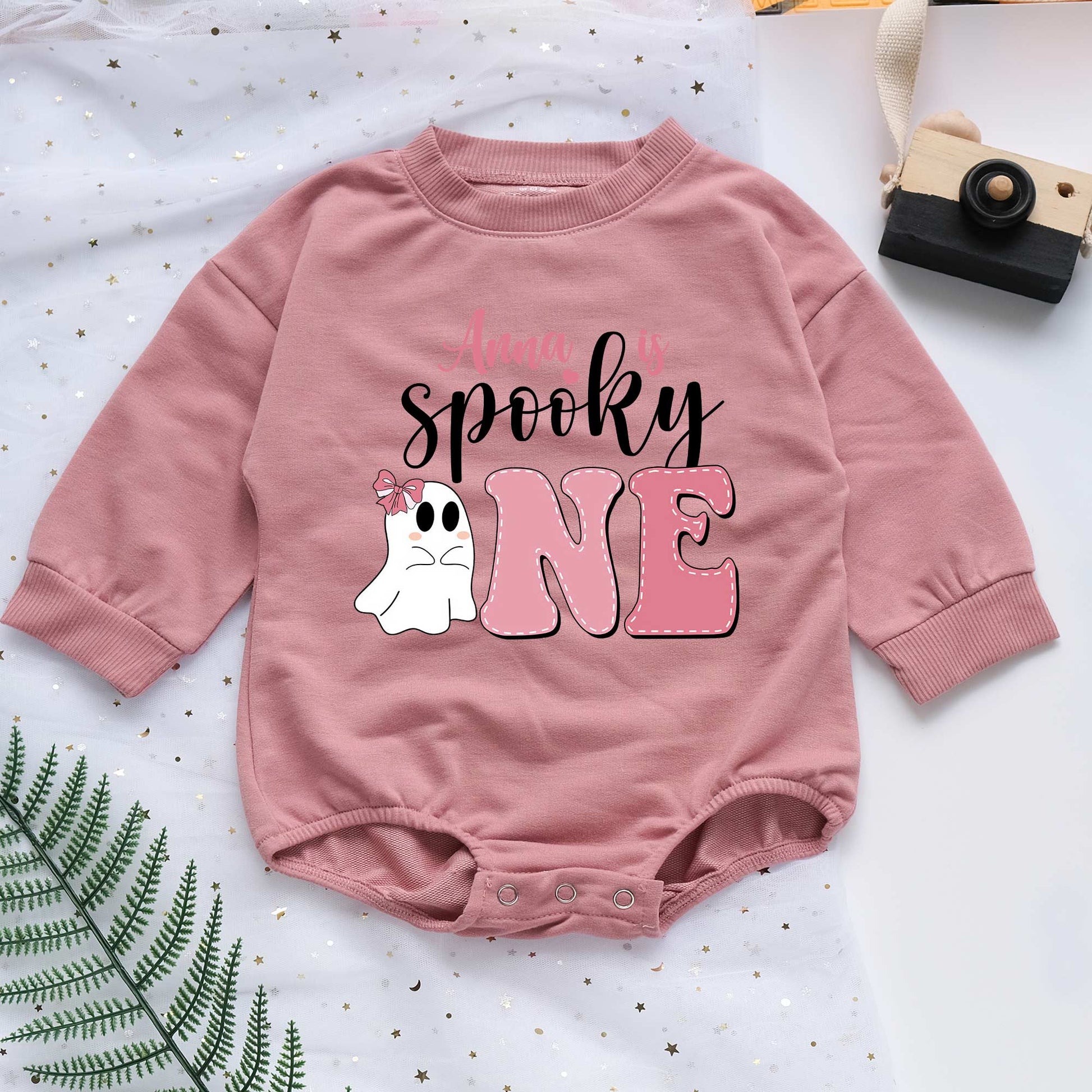 Spooky "Little Boo" Personalized Baby Romper - Short/Long Sleeve (0-2Y) - LuthCreative