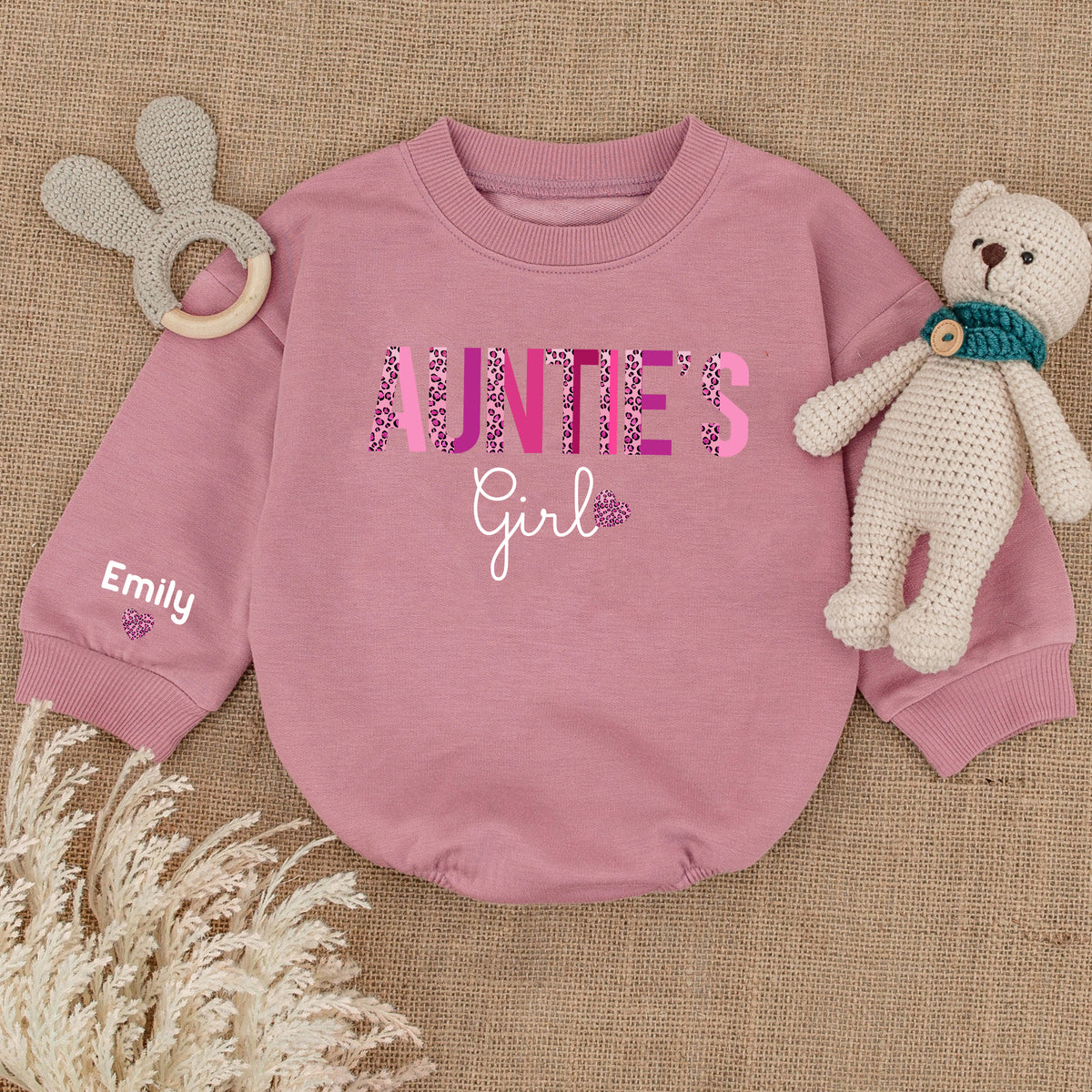 Baby Bodysuit Romper Long Sleeve Customize Name Auntie's Girl Personalized Custom Babysuit - Gift For Niece And Auntie - LuthCreative