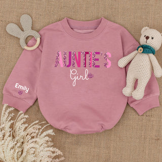 Baby Bodysuit Romper Long Sleeve Customize Name Auntie's Girl Personalized Custom Babysuit - Gift For Niece And Auntie